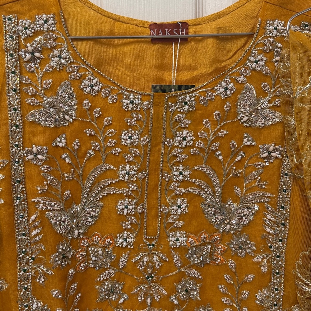 NWT Dress For Haldi yellow Indian Pakistani Event Wear Wedding Dress #829 - Picture 3 of 12